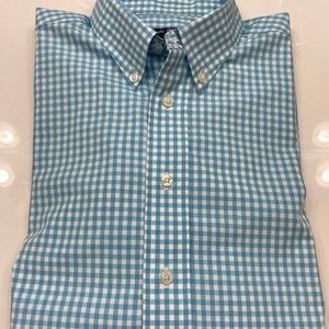 Brooks Brothers Boy’s Large, Turquoise Checked Long Sleeve Dress Shirt. Non-iron